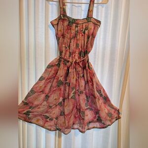 Albert Nipon VTG A-Line Tea Dress Pink Cotton Sz 6